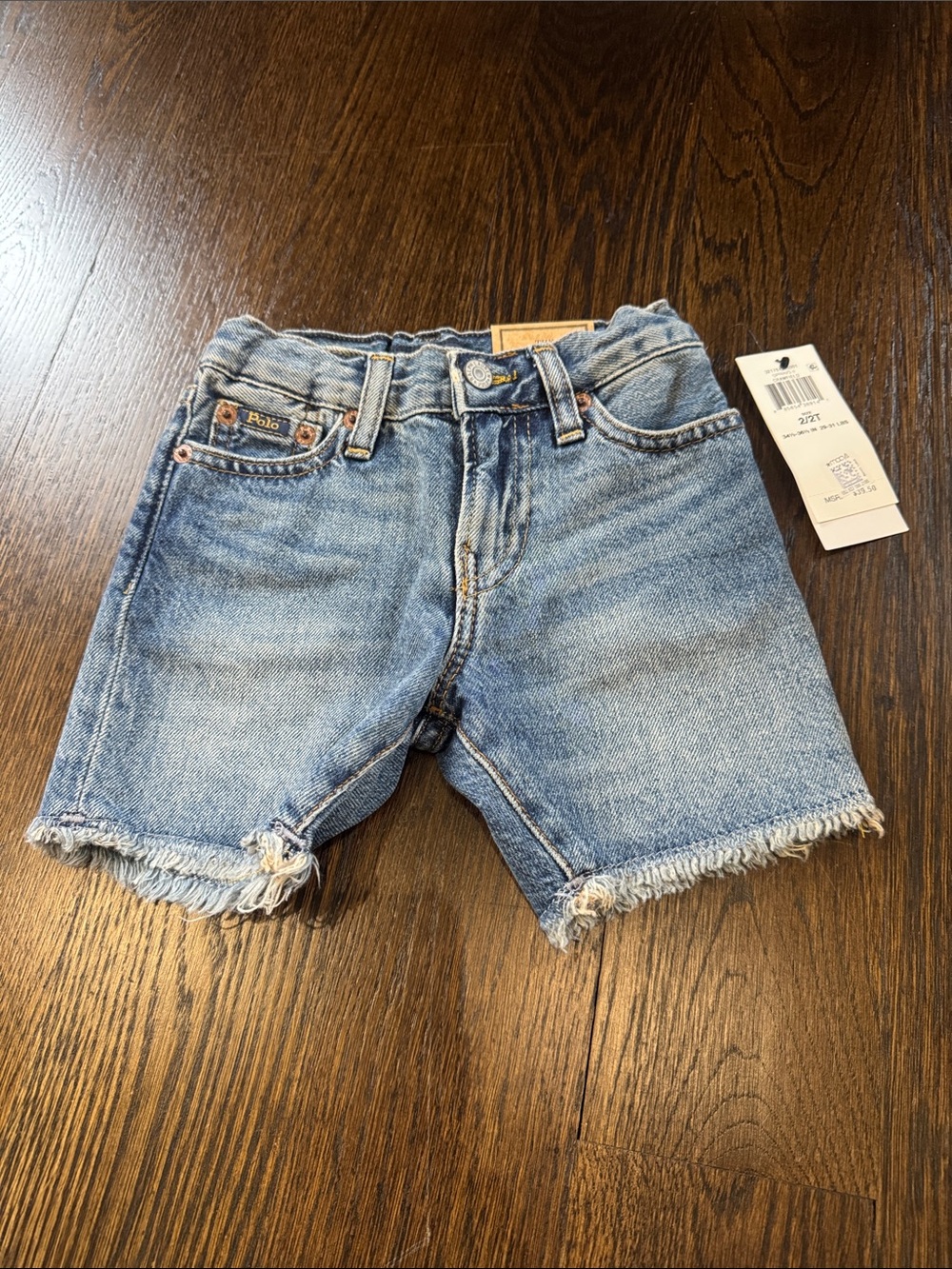 Polo by Ralph Lauren Light Blue Washed Denim Frayed Hem kids Shorts